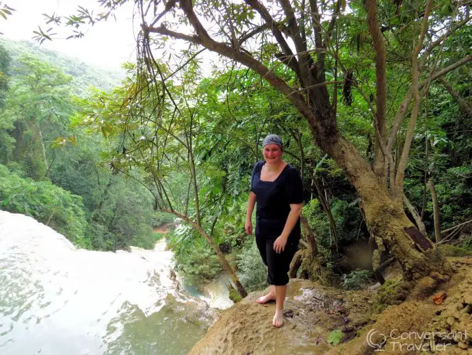 At the top of Kuang Si Falls