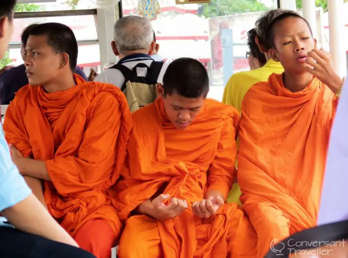 Monks on Chaophraya water taxi