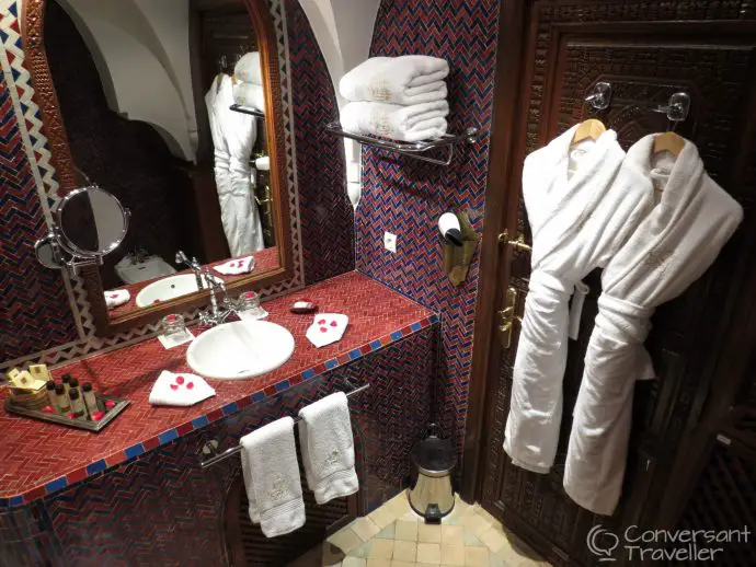 Deluxe room bathroom at La Maison Arabe, Marrakech