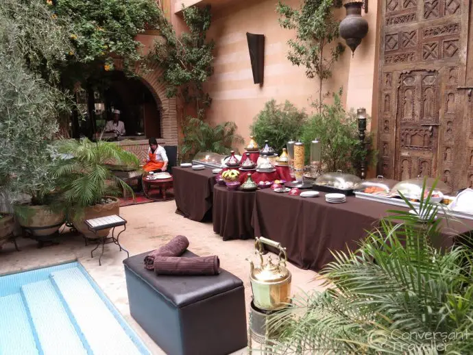 Breakfast buffet at La Maison Arabe, Marrakech