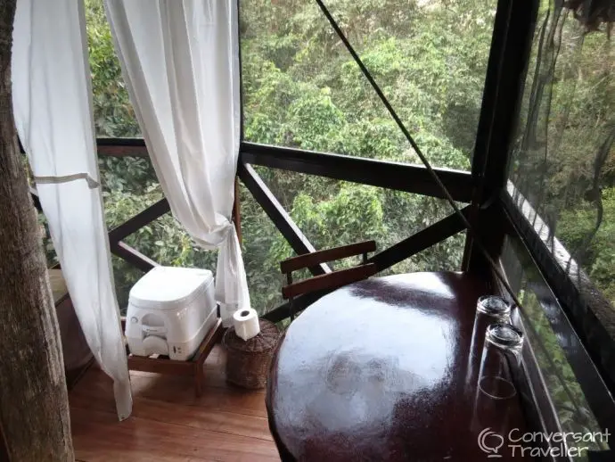 Beds in the canopy jungle treehouse at Inkaterra Reserva Amazonica, Tambopata Peru