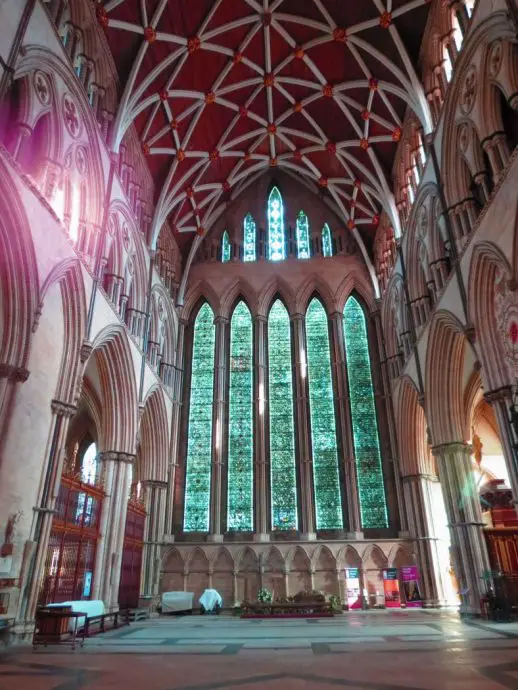 Inside York Minster - stained glass window, luxury weekend in York