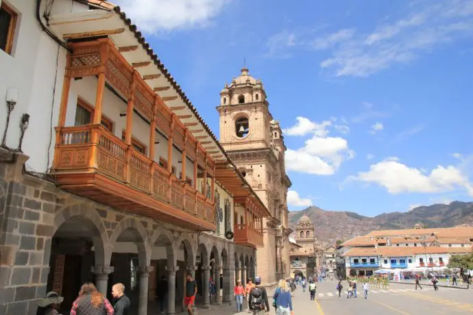 Cafe balconies on Plaza de Armas - things to do in Cusco