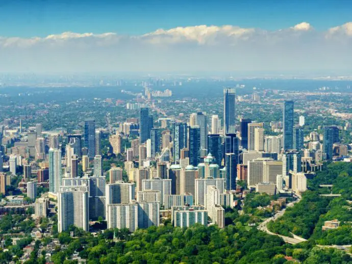 Aerial view of Toronto in Canada