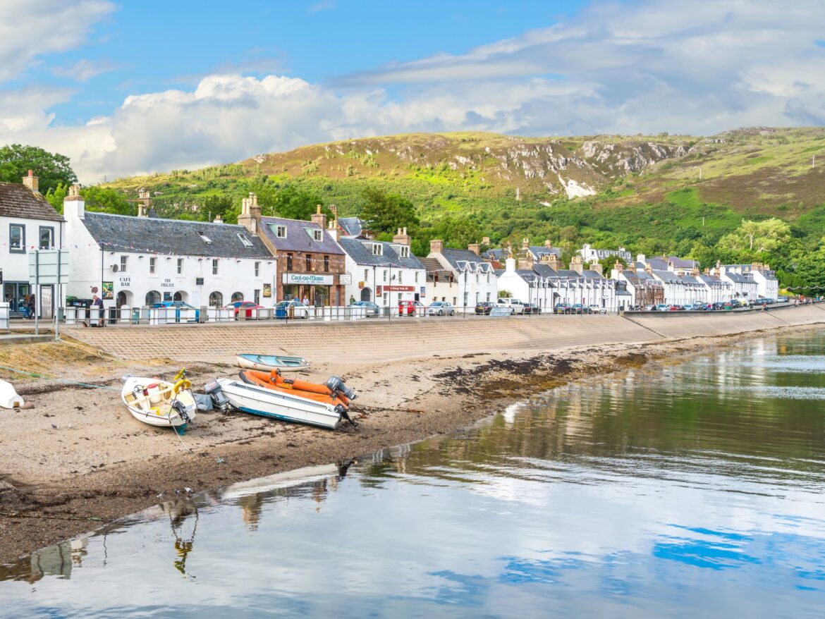 Ullapool shoreline in Scotland