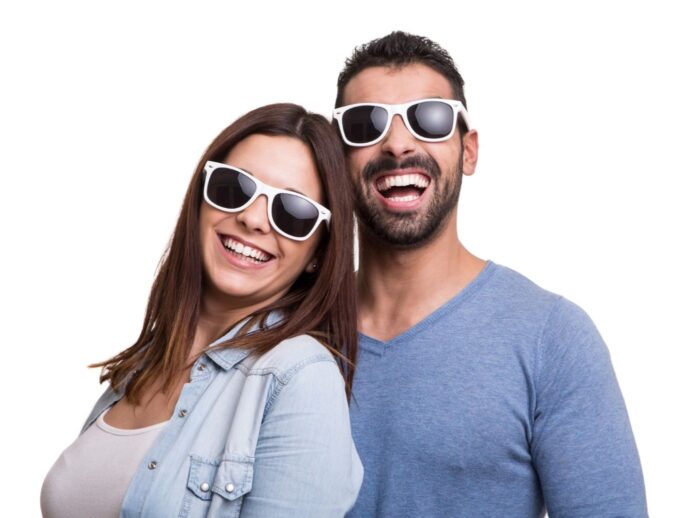 Couple with matching sunglasses