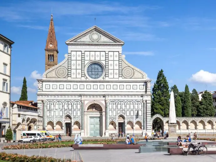 White cathedral church with a tower on the left