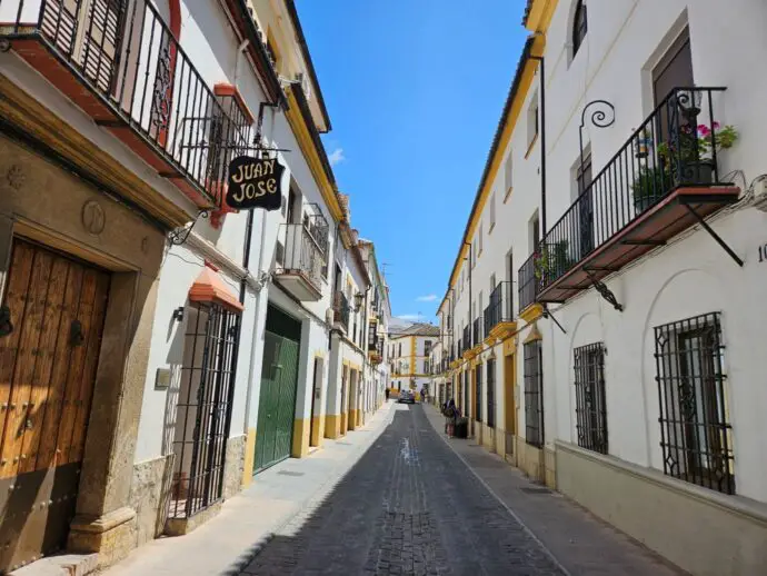 Street with white houses down either side