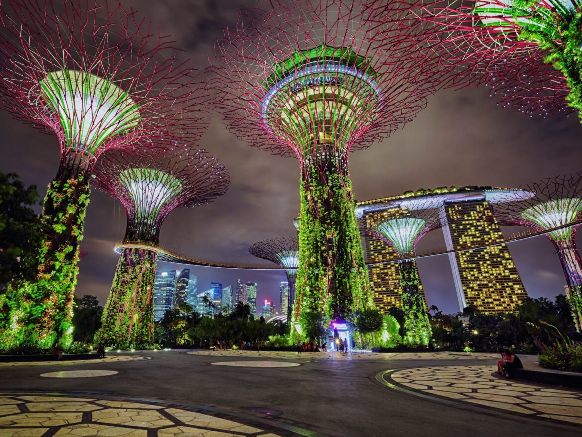 Gardens by the Bay at night in Singapore